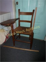 Antique Oak & Rattan Ladder Back Writing Chair