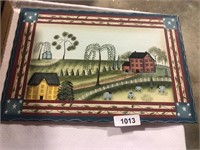 Wooden Americana Scene Wall Plaque