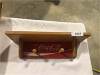 Wooden Coca-Cola Shelf w/ Hooks