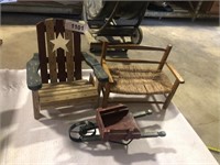 Decorative Wooden Chair, Bench & Wheelbarrow