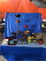 Steel plant stand and quantity of flower pots