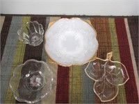 White Glass Bowl, Leaf Bowl, etc
