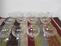 Etched fine glass desert and juice cups