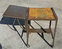 Metal Rolling Table, with Fold Up Shelf,