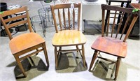 3 Solid Wooden Chairs