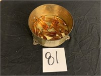BRASS BUCKET FILLED WITH AMBER CRYSTALS