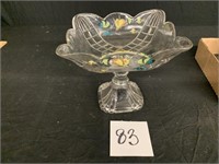 GLASS BOWL WITH PAINTED FLOWERS