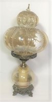 Antique Brass & Glass Buffet Lamp