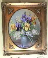 J. E. Judge Signed Iris Painting on Canvas