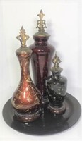 Fleur de Lis Decorative Vases with Stoppers