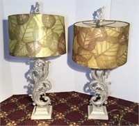 Pair of Silver Finish Leaf Table Lamps