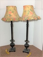Pair of Black Lacquered Table Lamps