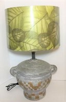 Pottery Lamp with Leaf Shade