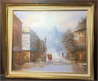 Oil on Canvas Signed Kocdisam City Street