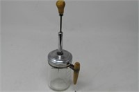 Vintage Chop-chop w/ wooden handles & glass jar