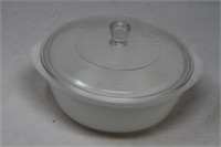 White Glasbake 2qt bowl w/ lid