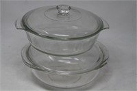 2 Glass Serving dishes w/lids Anchor Hocking &