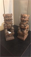 Pair of Wood Carved Foo Dogs