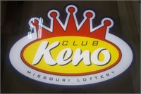 Keno Club Light Up Sign (24 x 18) Works!