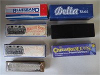 Five various harmonicas