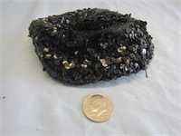Womens Black Sequined Hat