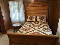 Full Size Wood Bed & Night Stand