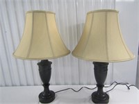 2 Black Metal Table Lamps Taller is 29" T