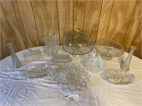 2 Cake Stands, Butter Dish, Basket & Candle Holder