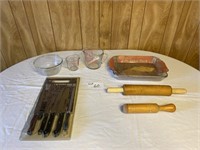 Casserole Dishes, Measuring Cups, Knife Set etc.