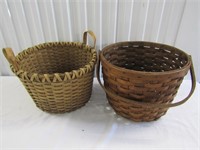 2 Woven Baskets Left is 13" T x 15" Dia