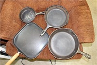 3 Cast Iron Skillets and Griddle