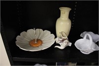 Milk Glass, Platter, Vase