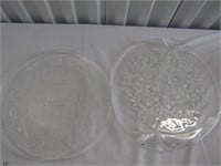 2 Pressed Glass Serving Plates Left is 13" Dia