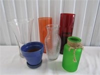 6 Vases Clear Glass 9" T