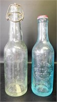 Antique Glass Beer Bottle and Crown Bottle (2)