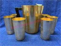 Regal aluminum ware pitcher & 6 cups