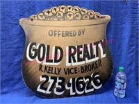Old realty sign “Gold Realty” (double sided)