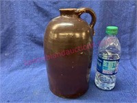 Old brown stone jug - 10in tall