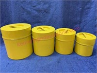 Vintage yellow tin canister set (nesting)