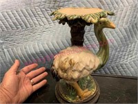 Vintage majolica ostrich stand (11in tall)