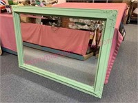 Large green painted wall mirror