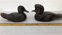 2 Vintage Ducks Unlimited Wooden Duck Decoys