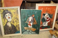 Lot of Three Clown Paintings