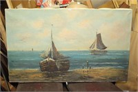 Oil on Canvas Boat Painting