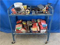 Rolling Cart With Assorted Hardware and Tools