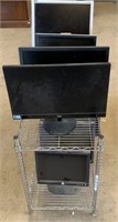 (9) Assorted Computer Monitors with Rack