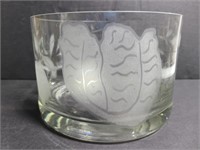 Large etched glass salad dish
