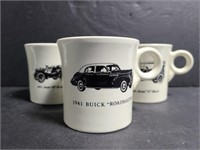 Antique/vintage car design mug trio