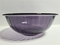 Purple Pyrex glass mixing bowl