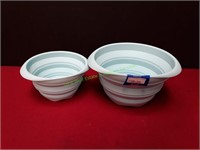 (2) Light Blue Collapsible Bowls